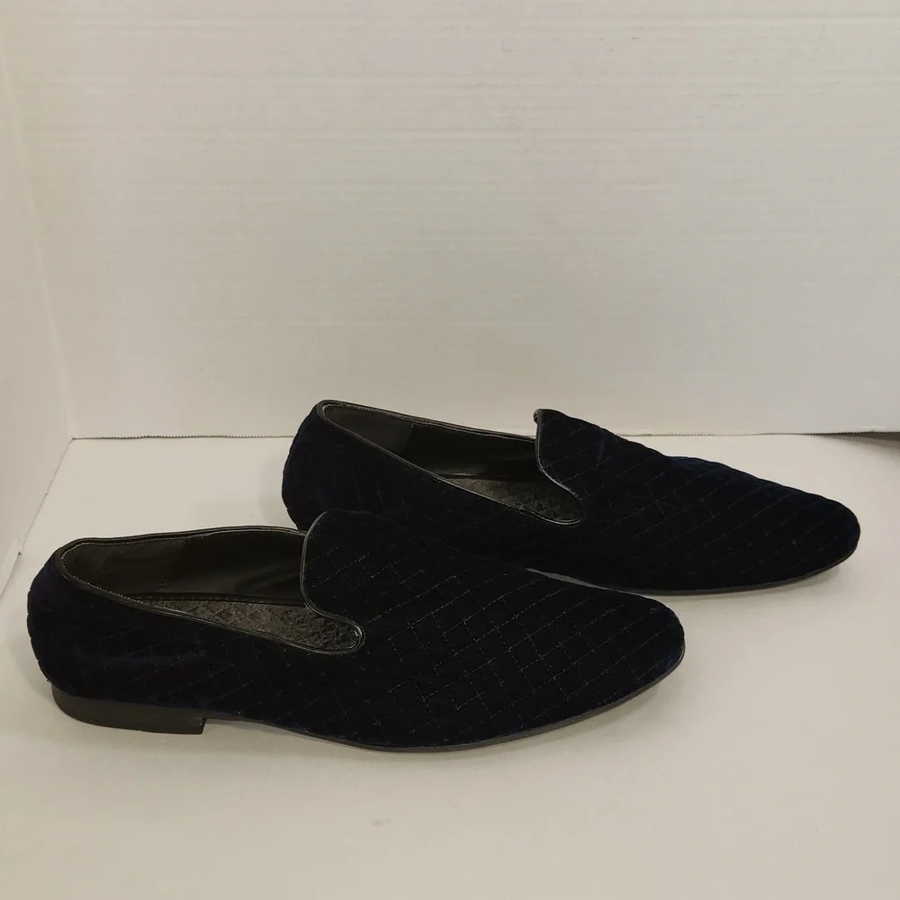 Giorgio Brutini “Chatwal” Navy Blue Diamond Stitched Velvet Slip On Loafer Shoes